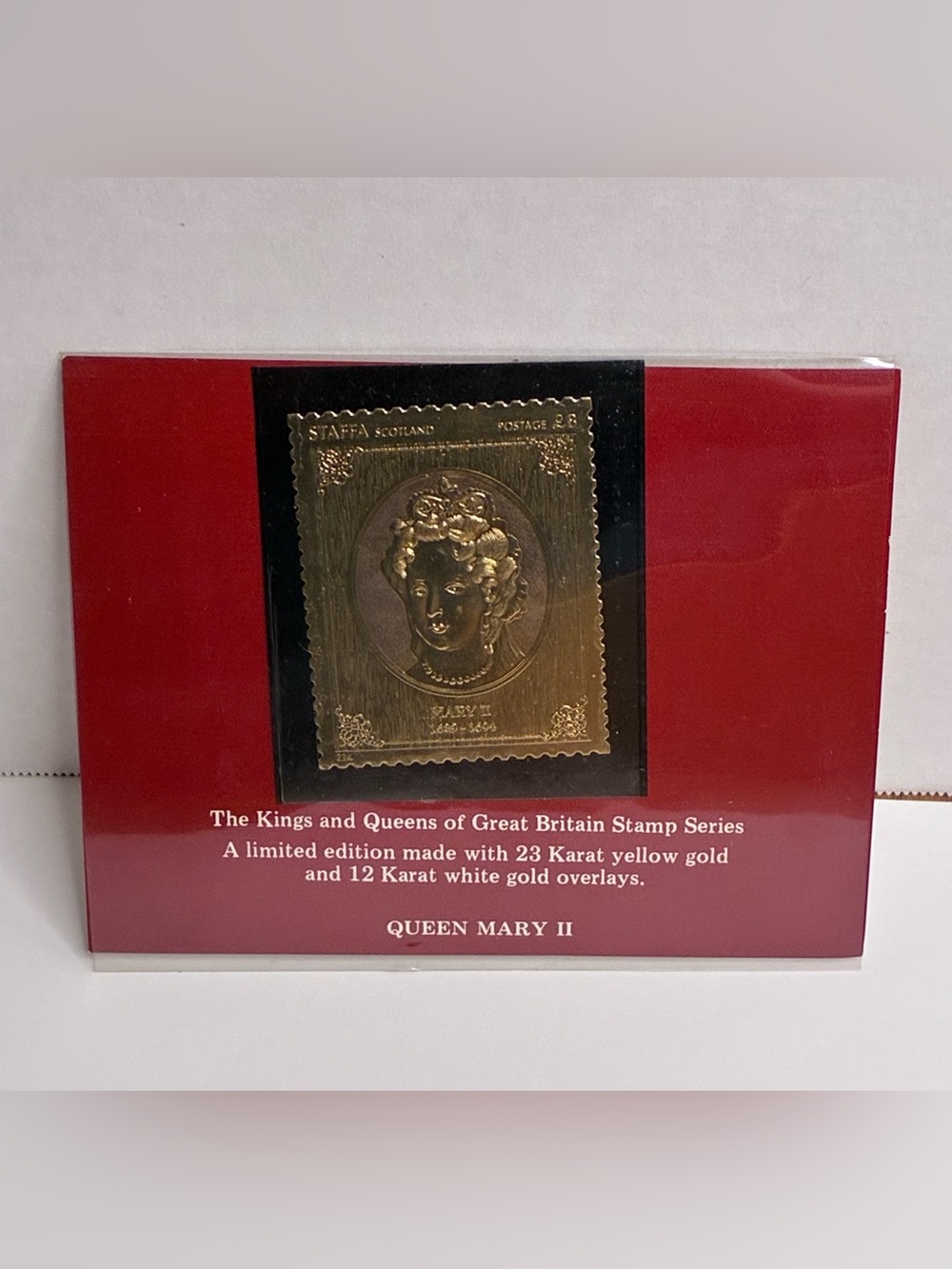 Queen Mary II Great Britain Stamp Series 23K Yellow Gold And 12K White Gold.
